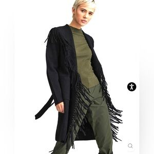 NVLT Black Fringe Long Coat